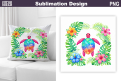 Tropical Turtle Frame Sublimation | Summer Animal Pillow Product Image 1