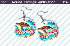Sea Turtle Round Earrings | Summer Ocean Earrings Product Image 1