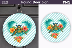 Cute Turtle Beach Design | Round Door Sign Product Image 1
