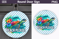 Colorful Turtle Beach Design | Round Door Sign Product Image 1
