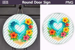 Heart Wave Floral Design | Round Door Sign Product Image 1