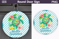 Cute Turtle Summer Design | Round Door Sign Product Image 1