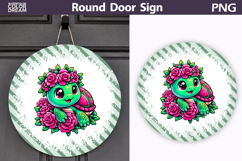 Turtle Floral Round Sign | Mothers Day Sublimation Product Image 1