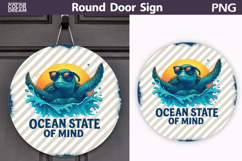 Cool Turtle Ocean Design | Round Door Sign Product Image 1