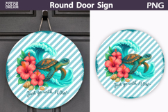 Turtle Ocean Flow Design | Round Door Sign Product Image 1