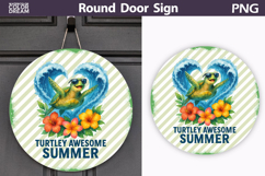 Cute Turtle Summer Design | Round Door Sign Product Image 1