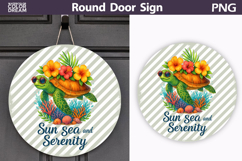 Turtle Sun Sea Design | Round Door Sign Product Image 1