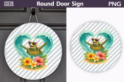 Cute Turtle Heart Wave | Round Door Sign Product Image 1