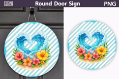 Heart Wave Floral Design | Round Door Sign Product Image 1