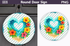 Tropical Heart Wave Sign | Round Door Design Product Image 1