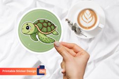 Turtle Round Sticker, Ocean Life Sticker, Turtle Art Product Image 1