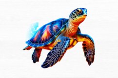 Glowing Turtle Watercolor Sublimation clipart Product Image 7