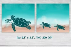 Beach sublimation tumbler wrap 20 Oz, summer tumbler design, sea turtle tumbler wrap.