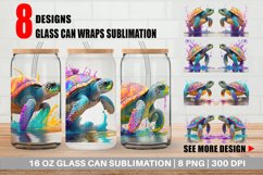 Turtle with Splash Colorful Glass Can Wraps Product Image 1