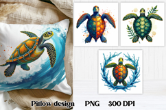 Sea turtle pillow design | Sea animal sublimation Product Image 1