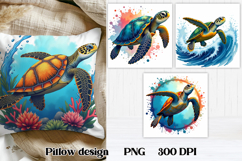 Sea turtle pillow design | Sea animal sublimation Product Image 1
