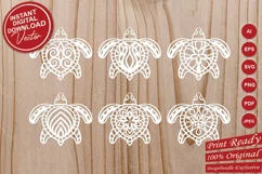 Papercut Set of Cute Baby Sea Turtles with Abstract Shapes Product Image 5