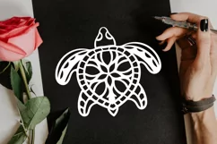 Papercut Set of Cute Baby Sea Turtles with Abstract Shapes Product Image 4