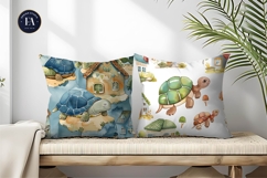 Tiny House Turtles Digital Paper | Turtle Watercolor Pattern Product Image 2