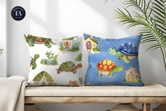 Turtle House Artwork Digital Paper | Turtle Watercolor Product Image 2