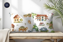 Dreamy Turtle House Artwork Digital Paper | Pattern Art Product Image 2