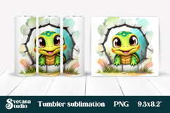 Cute turtles tumbler wrap | Turtle tumbler PNG wrap Product Image 1