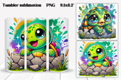 Cute turtles tumbler wrap | Turtle tumbler PNG design Product Image 1