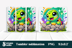 Cute turtles tumbler wrap | Turtle tumbler PNG wrap Product Image 1