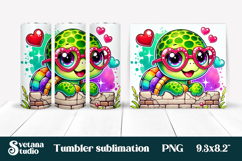 Cute turtles tumbler wrap | Turtle tumbler PNG wrap Product Image 1