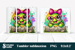 Cute turtles tumbler wrap | Turtle tumbler PNG wrap Product Image 1