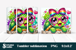 Cute turtles tumbler wrap | Turtle tumbler PNG wrap Product Image 1
