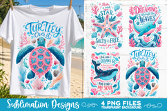 Boho sea creatures sublimation PNG, Ocean creatures 4 PNG Product Image 4