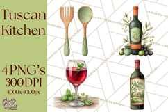 Tuscan Farmhouse Pasta Clipart, Rustic Pasta Night Kitchen Product Image 1