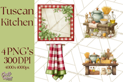 Tuscan Farmhouse Pasta Clipart, Rustic Pasta Night Kitchen Product Image 1