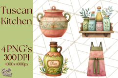 Tuscan Farmhouse Pasta Clipart, Rustic Pasta Night Kitchen Product Image 1