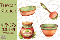 Tuscan Farmhouse Pasta Clipart, Rustic Pasta Night Kitchen Product Image 1