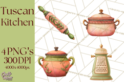 Tuscan Farmhouse Pasta Clipart, Rustic Pasta Night Kitchen Product Image 1