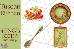 Tuscan Farmhouse Pasta Clipart, Rustic Pasta Night Kitchen Product Image 1