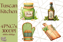 Tuscan Farmhouse Pasta Clipart, Rustic Pasta Night Kitchen Product Image 1
