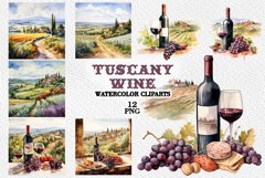 Tuscany wine watercolor clipart Product Image 1