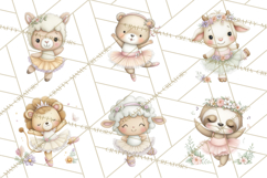 Pastel Animal Ballerinas Clipart PNG Ballet Animals Product Image 9