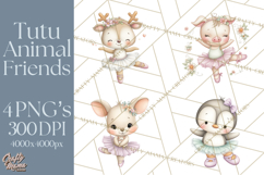 Pastel Animal Ballerinas Clipart PNG Ballet Animals Product Image 1