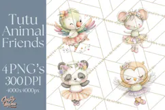 Pastel Animal Ballerinas Clipart PNG Ballet Animals Product Image 1