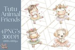 Pastel Animal Ballerinas Clipart PNG Ballet Animals Product Image 1