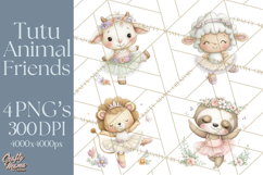Pastel Animal Ballerinas Clipart PNG Ballet Animals Product Image 1