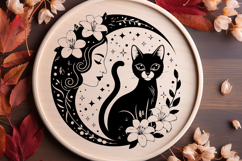 Tuxedo cat with moon floral lady Product Image 1