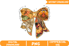 Thanksgiving Bow Sublimation, Autumn Png Product Image 1