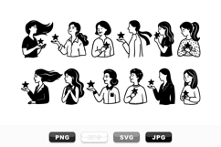Hand Drawn People Holding Star Clipart Set Product Image 1