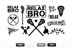 Relax Bro Lacrosse Sports Clipart Bundle Pack Product Image 1
