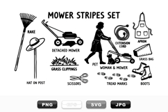Hand Drawn Lawn Mower Tools and Gardening Set Bundle Product Image 1